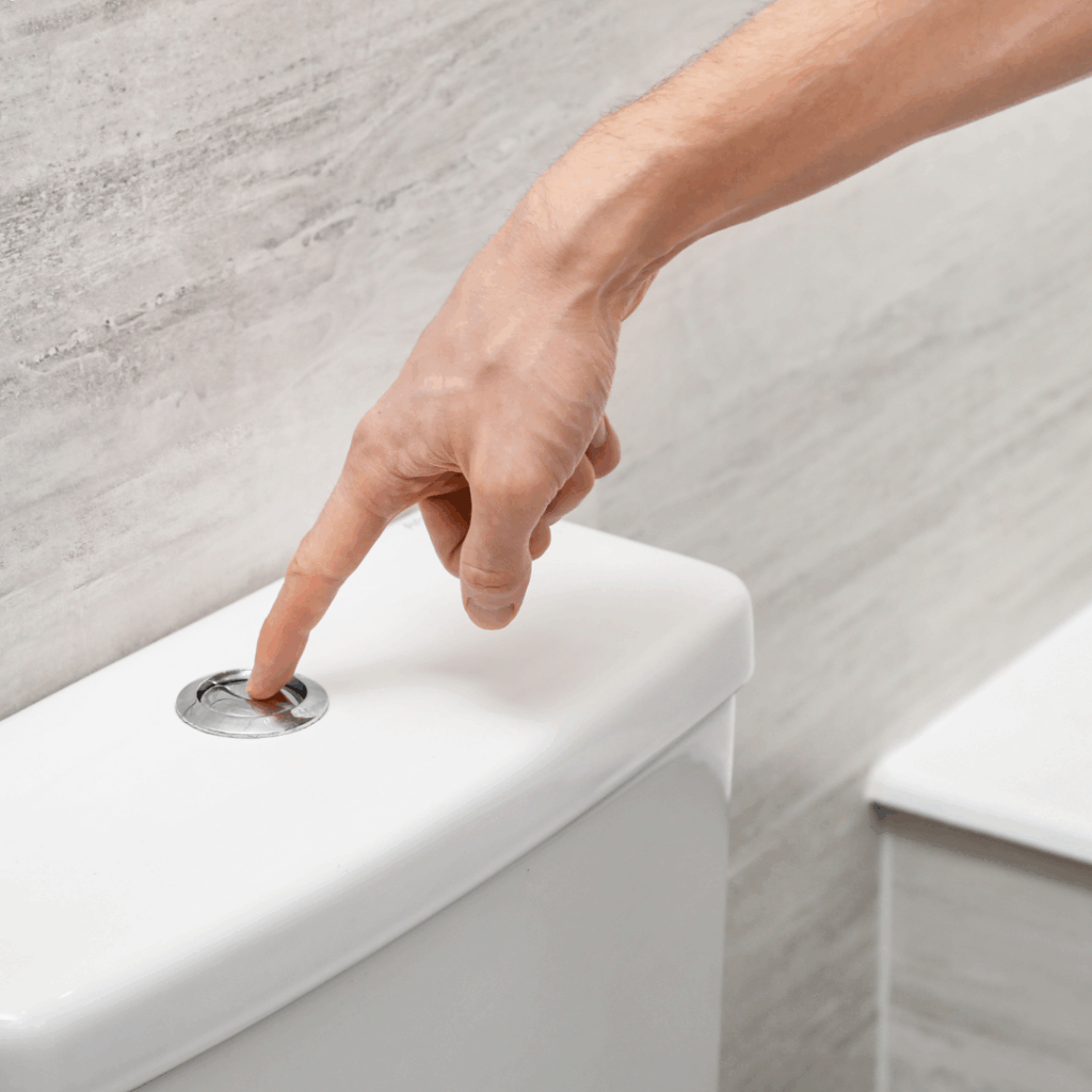 Toilet skyl med tegn på stoppet afløb.